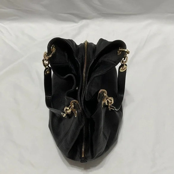 Michael Kors Black Hobo Bag with Gold Accents - Picture 4 of 8